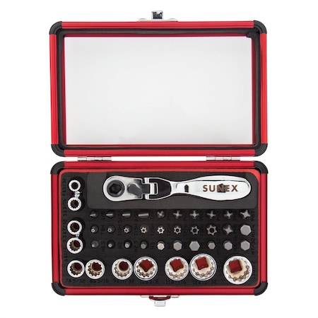 Â® Tools 1/4 In. Drive 44-Piece Socket And Bit Set With Mini Dual Flex Head Ratchet